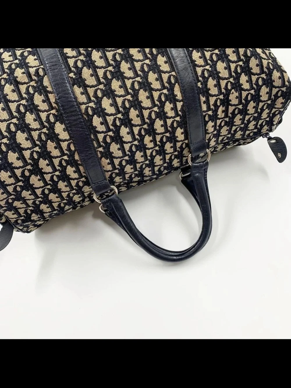 Dior Beige & Navy Oblique Monogram Weekender